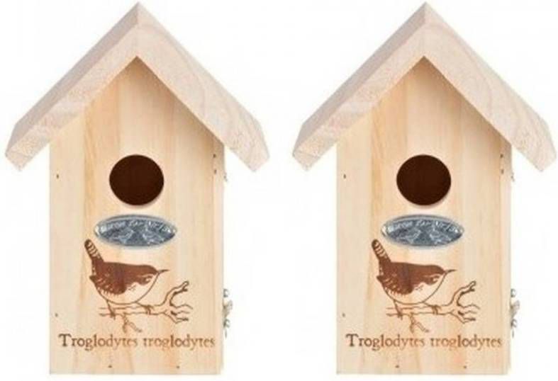 Merkloos 2x Vogelhuisjes Met Vogel Silhouet 19, 5 X 9, 5 Cm Vogelhuisjes online kopen