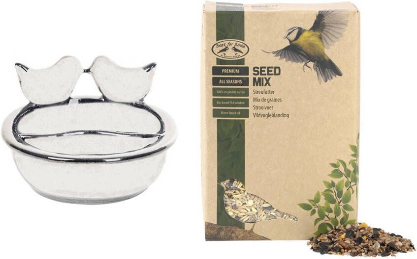 Esschert Design Vogelvoeder En Drinkschaal Wit Keramiek 21 Cm Inclusief Vogelvoer Vogelhuisjes online kopen