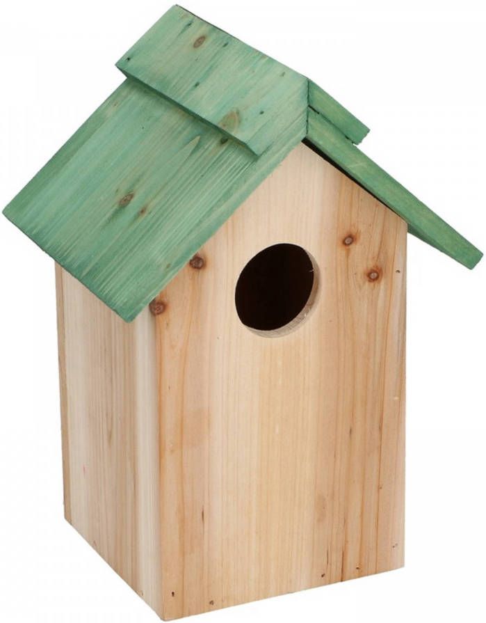 Lifetime Garden 4x Houten Vogelhuisjes/nestkastjes Met Groen Dak 24 Cm Vogelhuisjes online kopen