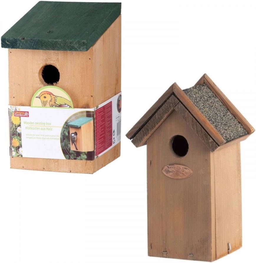Lifetime Garden Voordeelset Van 2x Stuks Houten Vogelhuisjes/nestkastjes Vogelhuisjes online kopen
