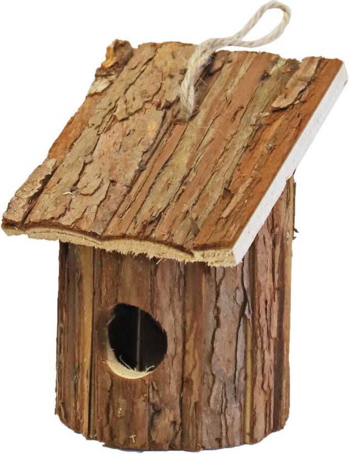 Merkloos Nestkast/vogelhuisje Hout Rond Naturel Bruin 10 X 11 X 16 Cm Vogelhuisjes online kopen