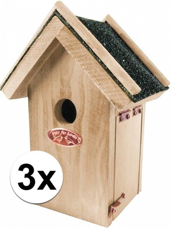 Merkloos 3x Vogel nestkastjes van hout 16x22 cm online kopen