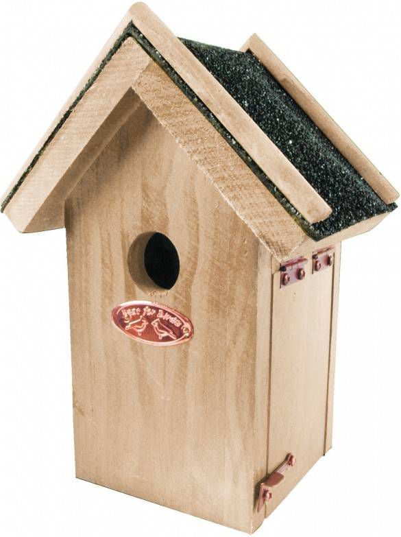 Best for Birds Houten vogelhuisje/nestkastje met bitumen punt dakje 16 x 22 cm online kopen