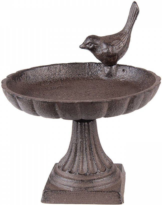 Clayre & Eef Vogelvoederbak Ø 16x19 Cm Bruin Ijzer Voederbak Vogel Voederschaal Vogel Vogelschaal Bruin Voederbak Vogel