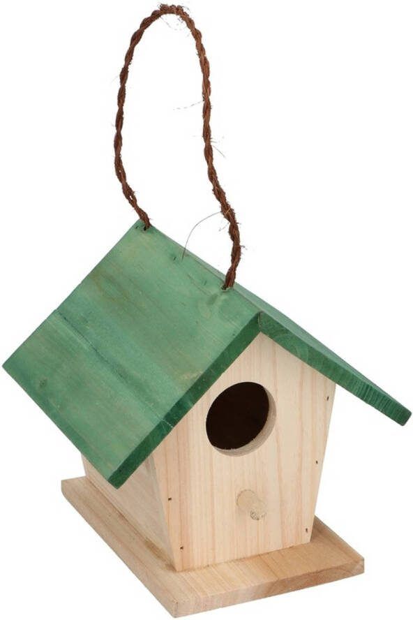 Lifetime Garden Houten Vogelhuisje/nestkastje Met Groen Dak 17 Cm Vogelhuisjes