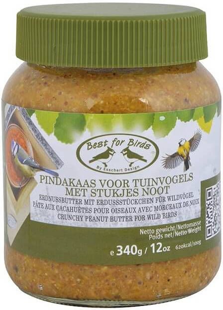 Esschert Design Vogelvoer Pindakaas Voor Tuinvogels In Glazen Pot 340gr