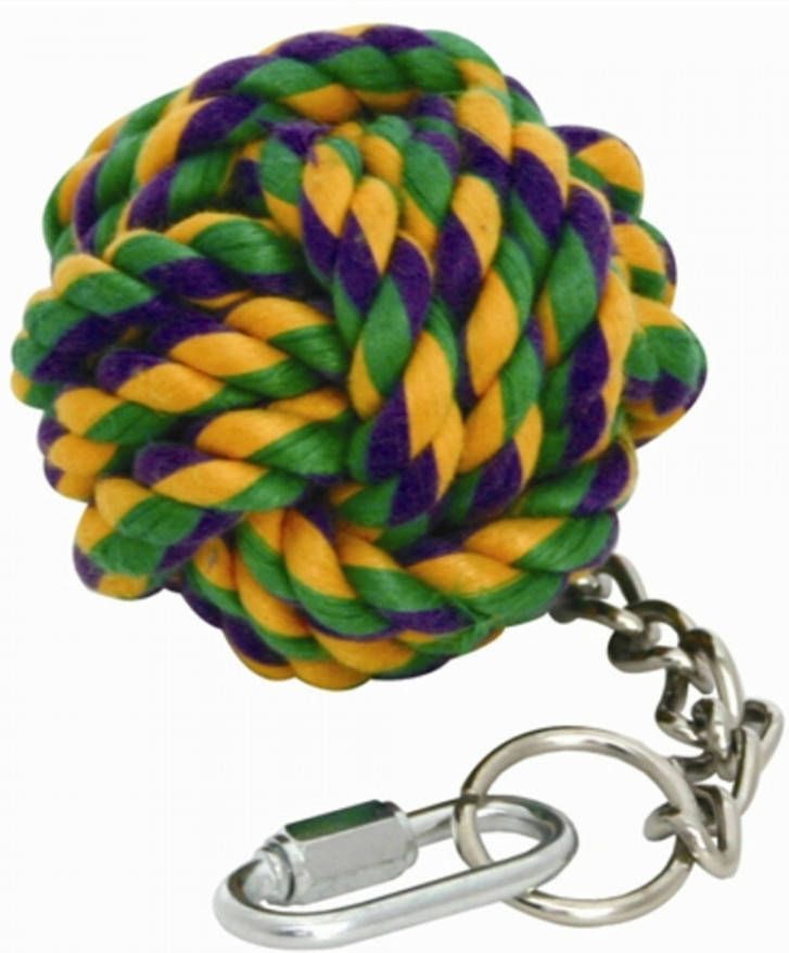 Happy Pet Vogelspeelgoed Touwbal Aan Ketting Vogelspeelgoed Groen Geel Blauw