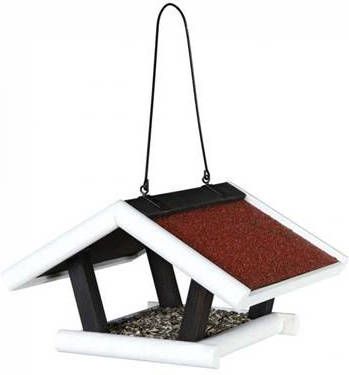 vidaXL Trixie Vogelvoederhuisje Hangend Natura 30x18x28 Cm Zwart En Wit 55804