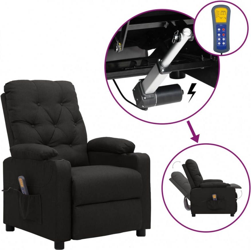 VIDAXL Sta op massagestoel elektrisch verstelbaar stof zwart