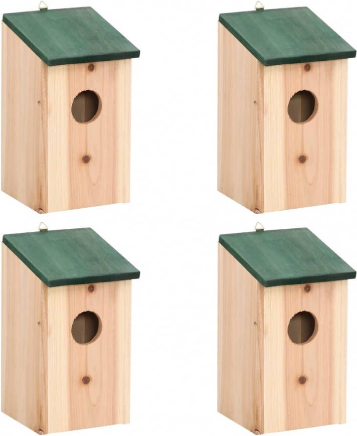 VIDAXL Vogelhuisjes 4 st 12x12x22 cm hout