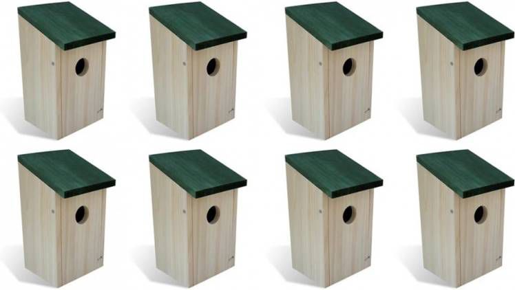 VIDAXL Vogelhuisjes 8 st 12x12x22 cm hout