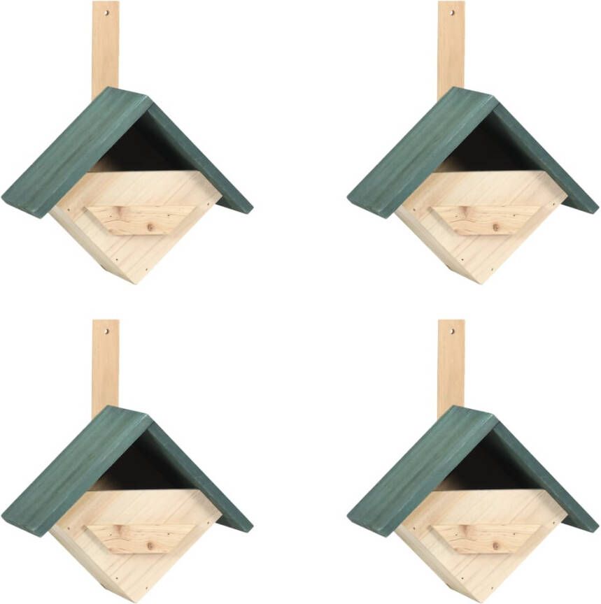 VIDAXL Vogelhuisjes 4 st 24x16x30 cm vurenhout