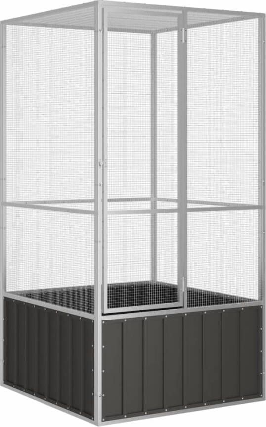 VIDAXL Vogelkooi 111x107x211, 5 cm gegalvaniseerd staal antracietkleur