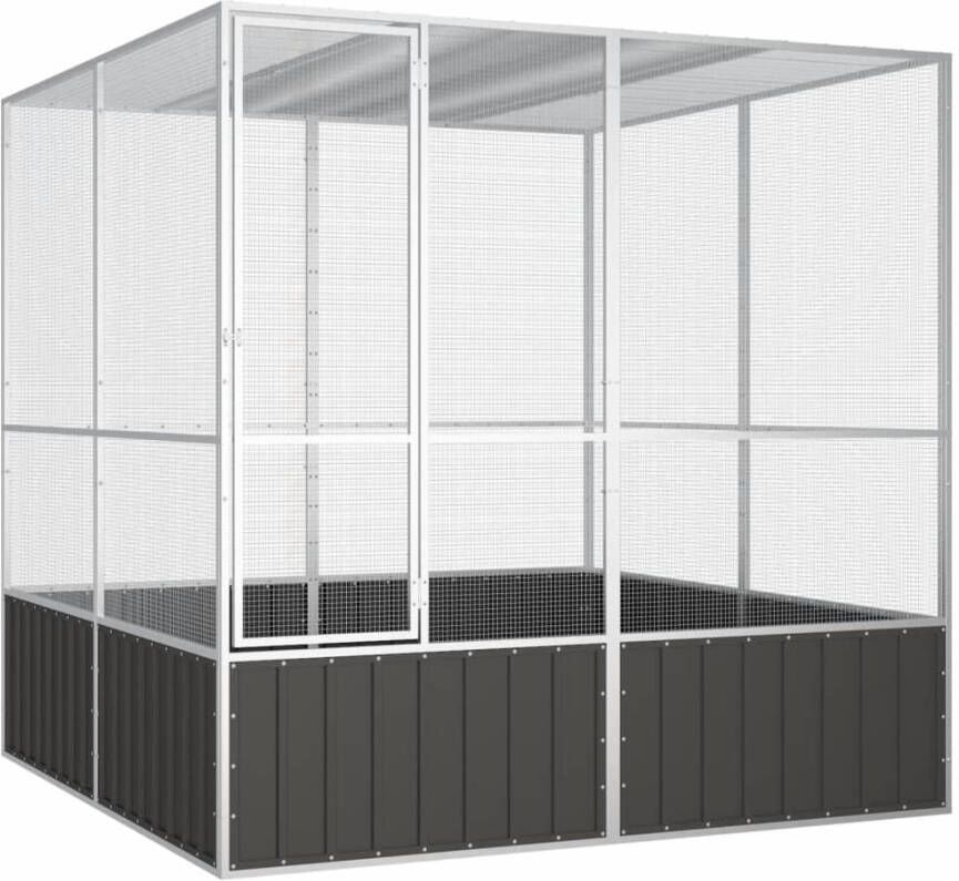 VIDAXL Vogelkooi 213, 5x217, 5x211, 5 cm gegalvaniseerd staal antraciet